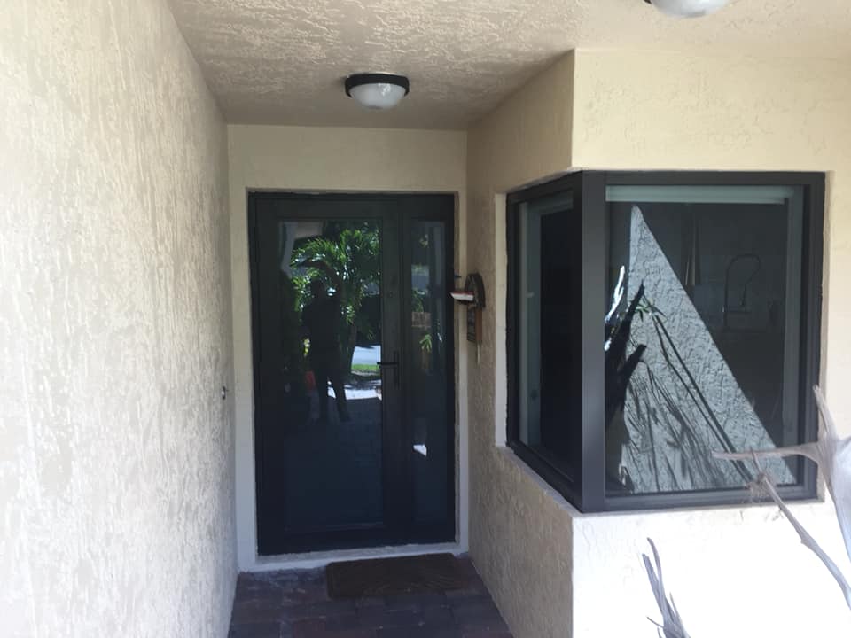 Hurricane impact door bronze