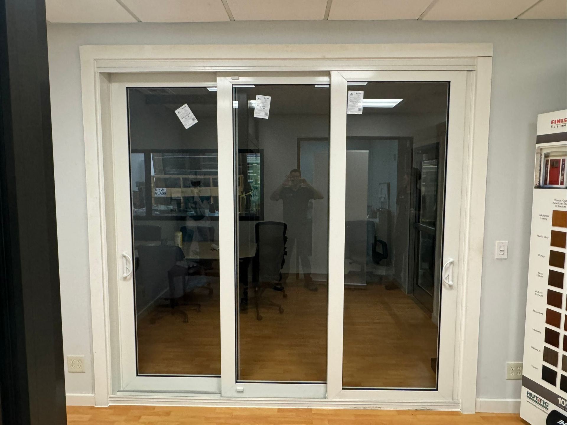 three tracks sliding glass door