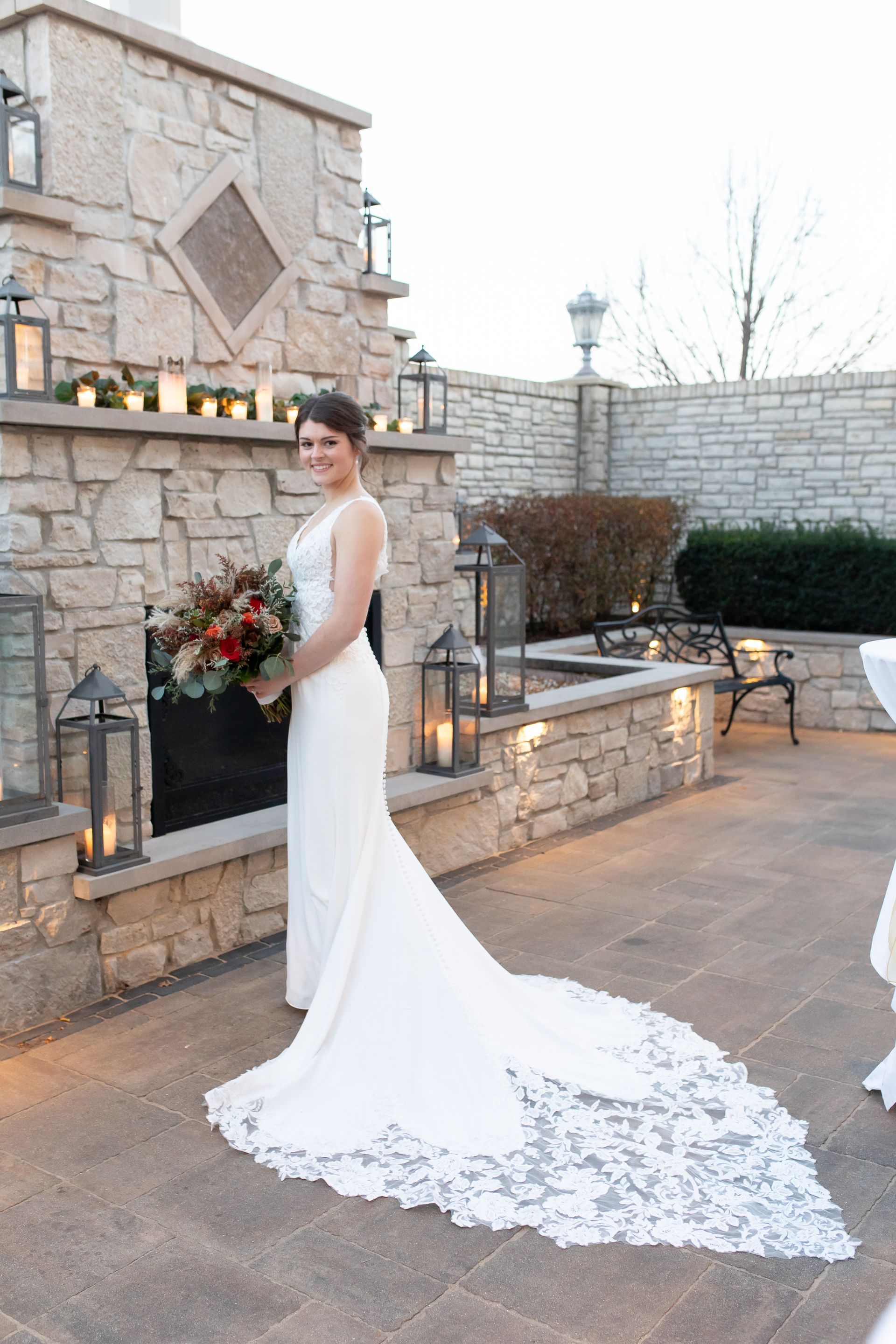 Bride in courtyard