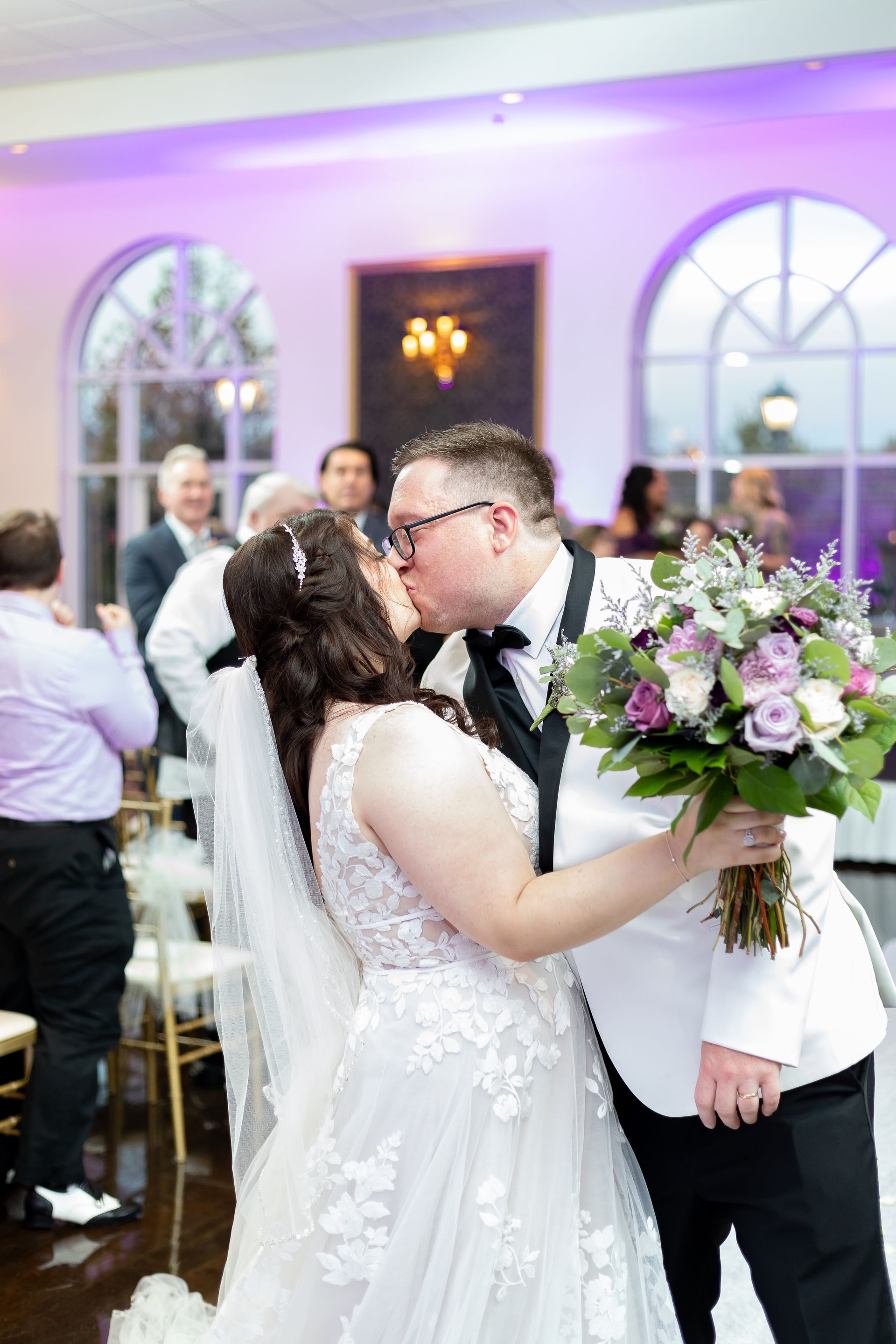 Bride and Groom kissing after wedding ceremony