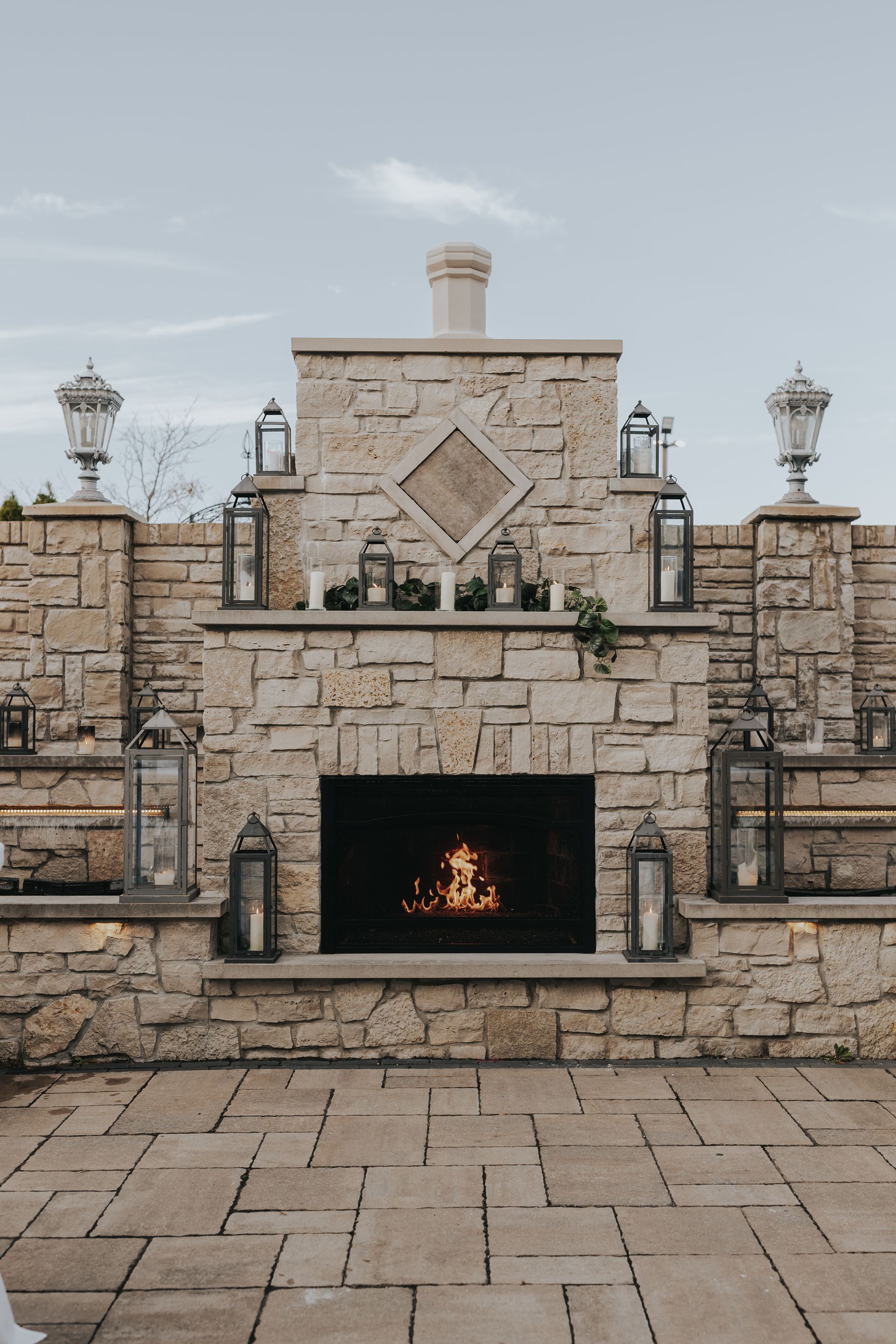 Courtyard with Fireplace and Decor