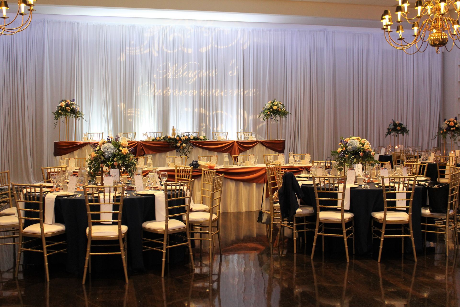 quinceañera head table with monogram