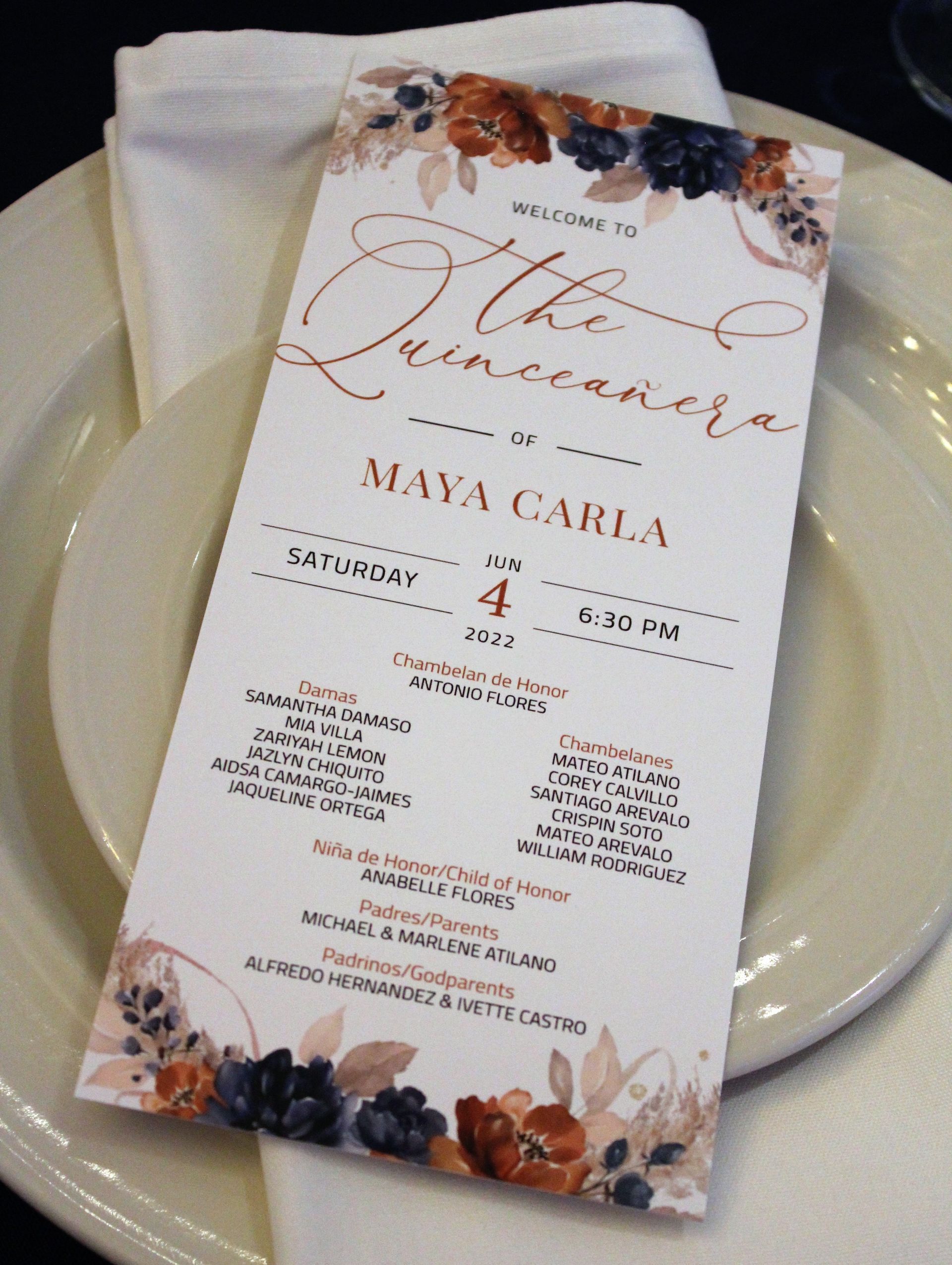 quinceañera menu