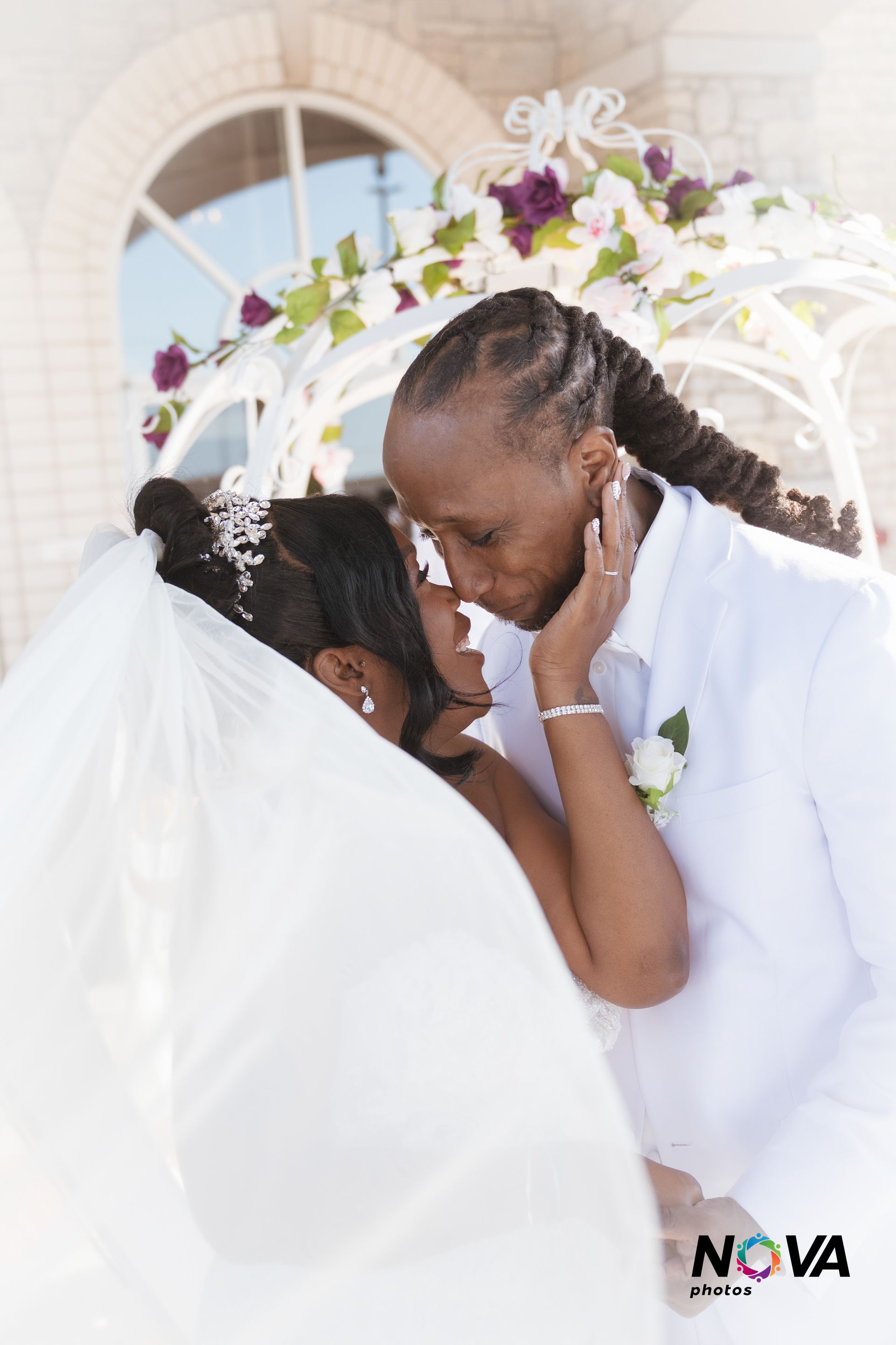 Bride and Groom outside of Tuscany Falls