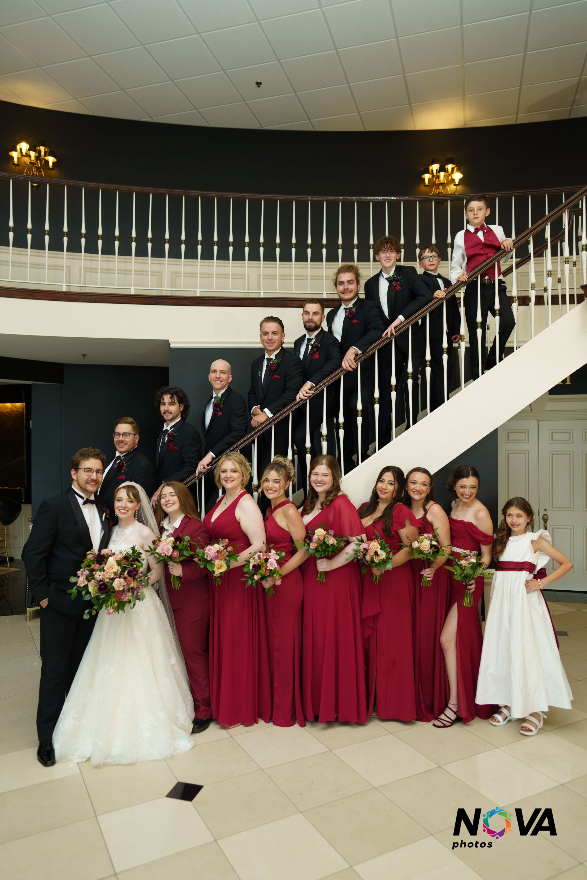 Bridal Party on Stairs