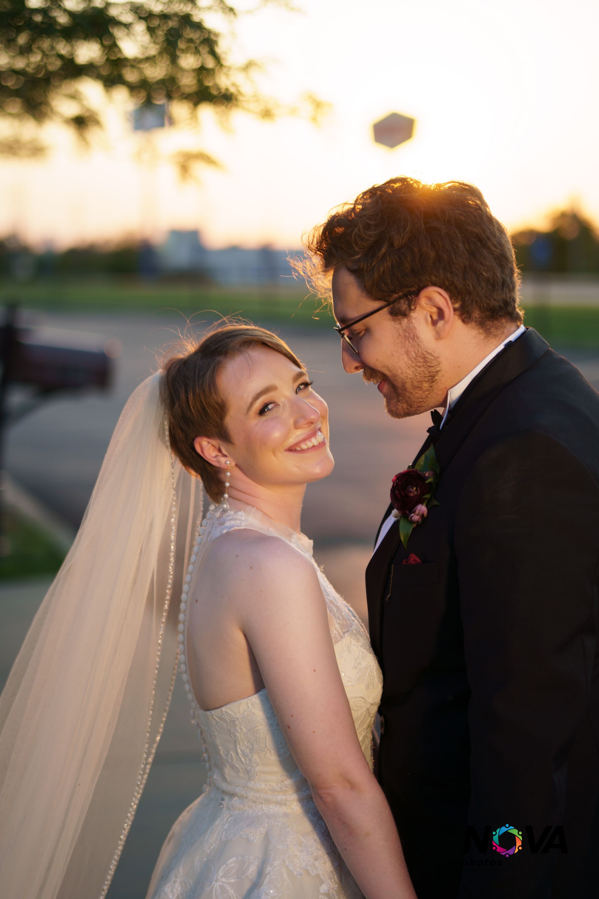 Bride and Groom outside venue