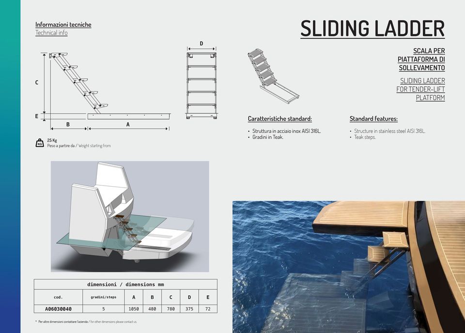 plancette di poppa idraulica a Pavia di Udine modello Sliding Ladder