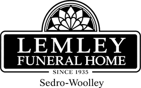 Lemley Funeral Home logo with stylized white flower on black, &ldquo;Since 1935&rdquo; and &ldquo;Sneed-Robow&rdquo; text