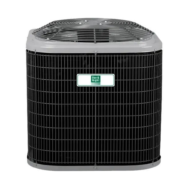 Tempstar air conditioning unit, outdoor, with black grill and metal top.