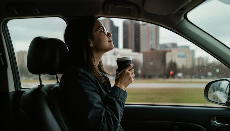 Clintonville woman choosing coffee over her morning cigarette as she sits outside downtown Columbus