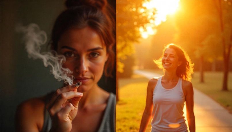 Woman imagining her future self as a non smoker with mental imagery, the power is amazing
