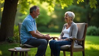 Woman in Columbus meeting with her hypnotherapist from Quit Smoking Columbus Hypnotherapy for her session outdoors in nature