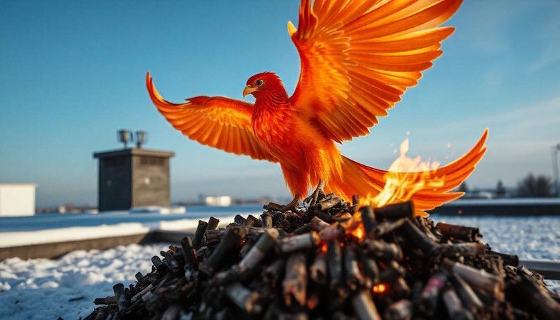phoenix rising from the ashes after quitting smoking illustrating rebuilding confidence