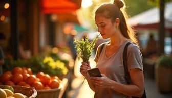 woman in columbus walking through North Market quit smoking and is enjoying a more mindful life without cigarettes