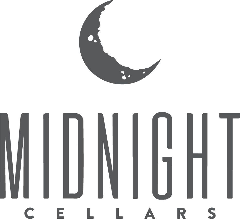 Logo for Midnight Cellars featuring a crescent moon icon above the words 