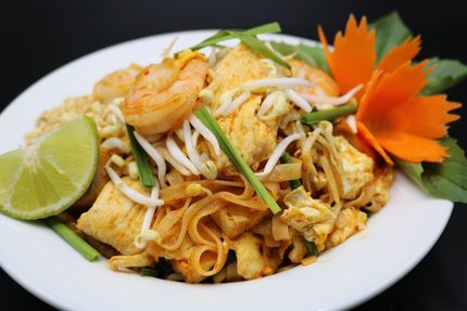 Sea Food — A plate of seafood pad Thai with stir fried rice noodles  in Murfreesboro, TN