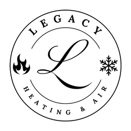 A black and white logo for legacy heating and air