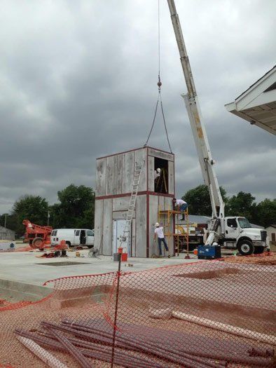 White Truck Crane on Work— Kansas City, MO — Prestige Crane Service