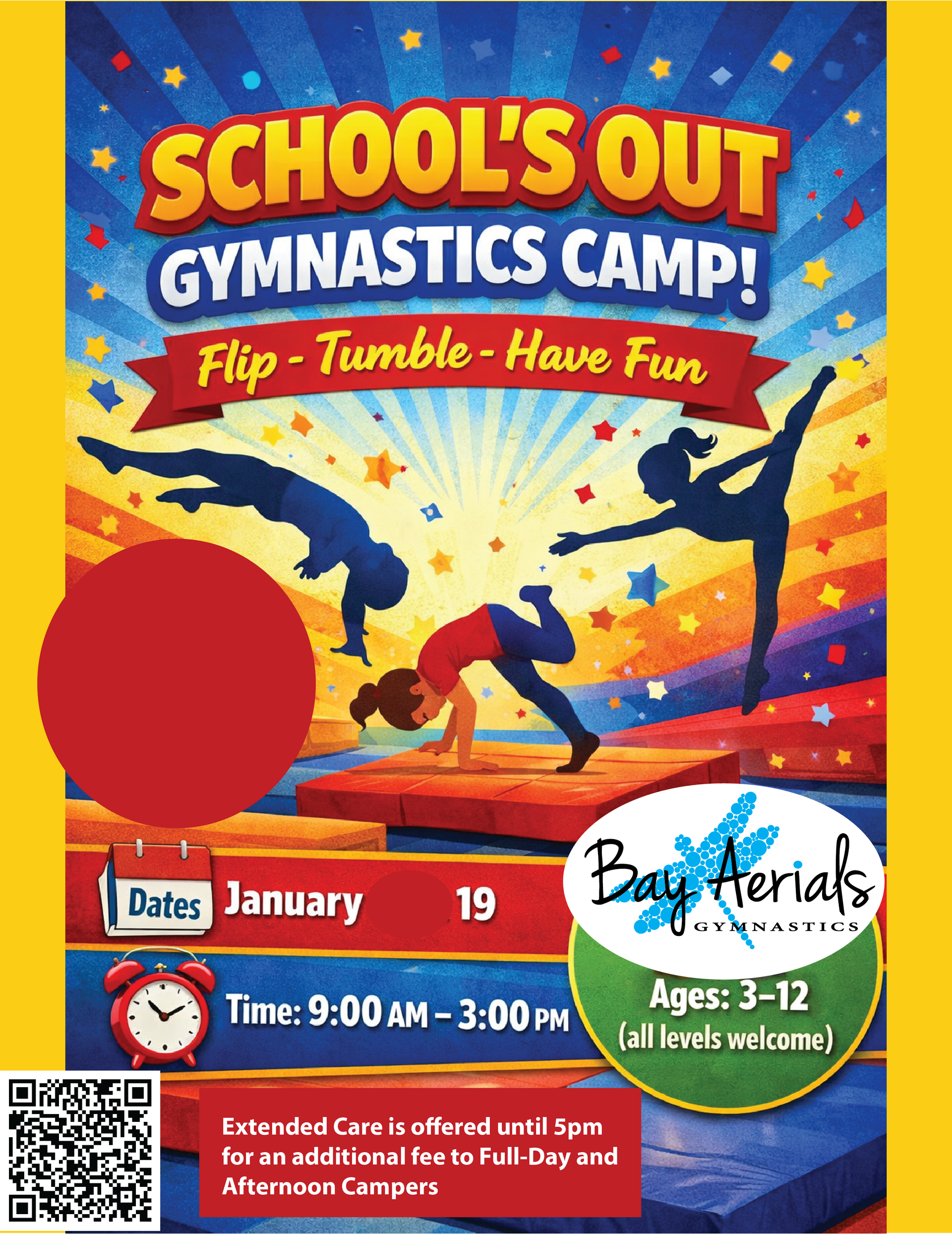 Gymnastics camp flyer: 