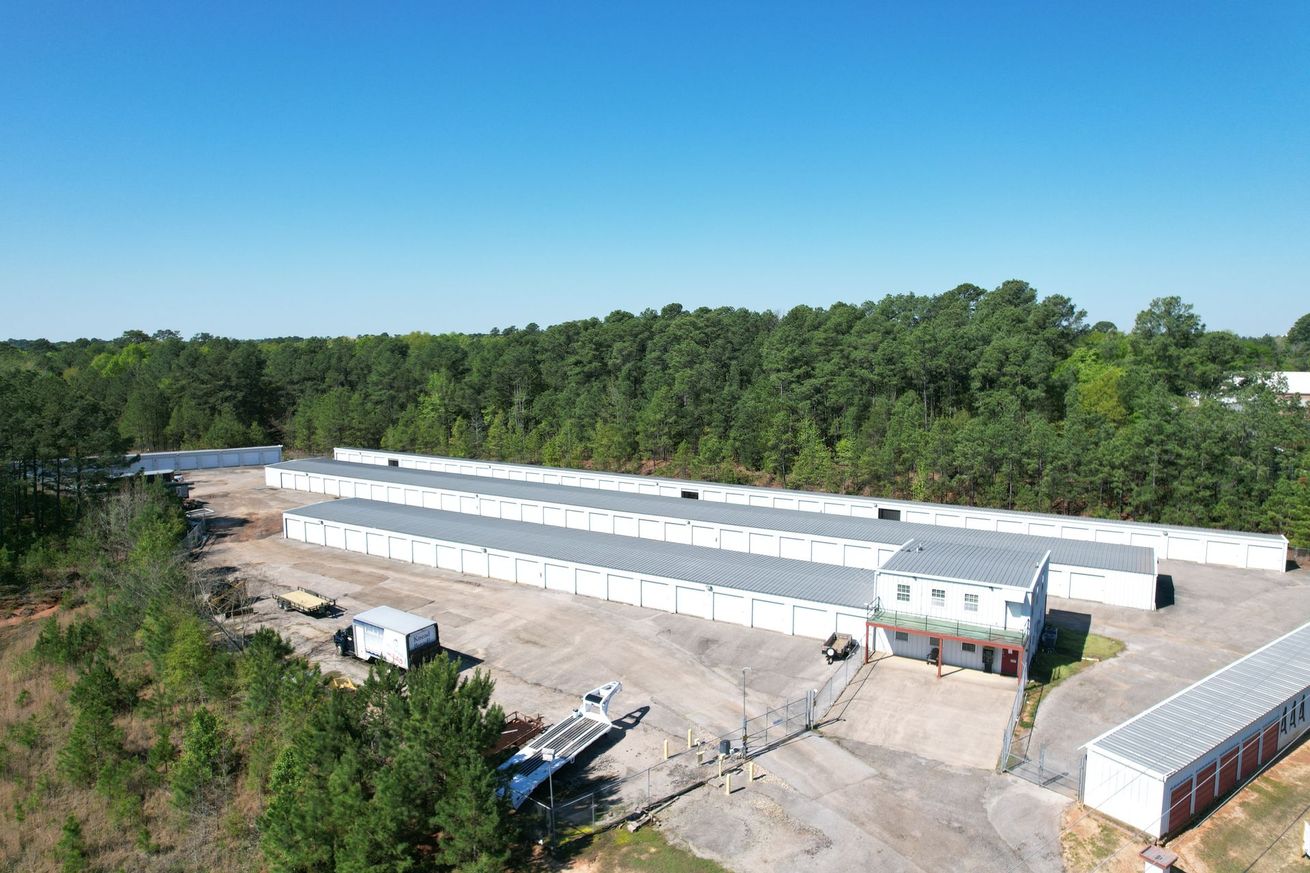 White storage building