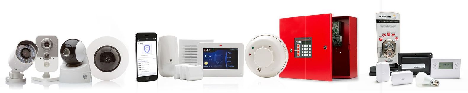 Photo of home or Office security system fire alarm and locks