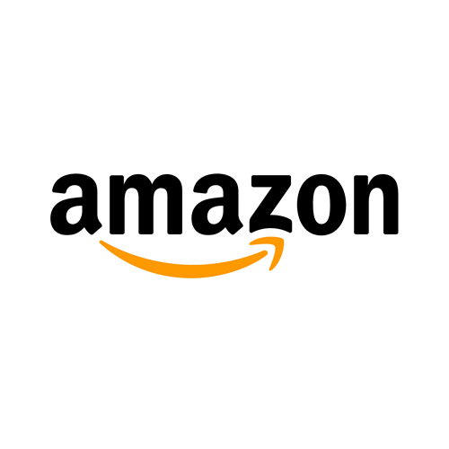 The amazon logo is black and orange with a smile on it.