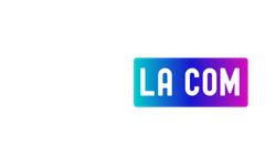 Le logo la com est un rectangle aux couleurs de l'arc-en-ciel avec les mots la com dessus.