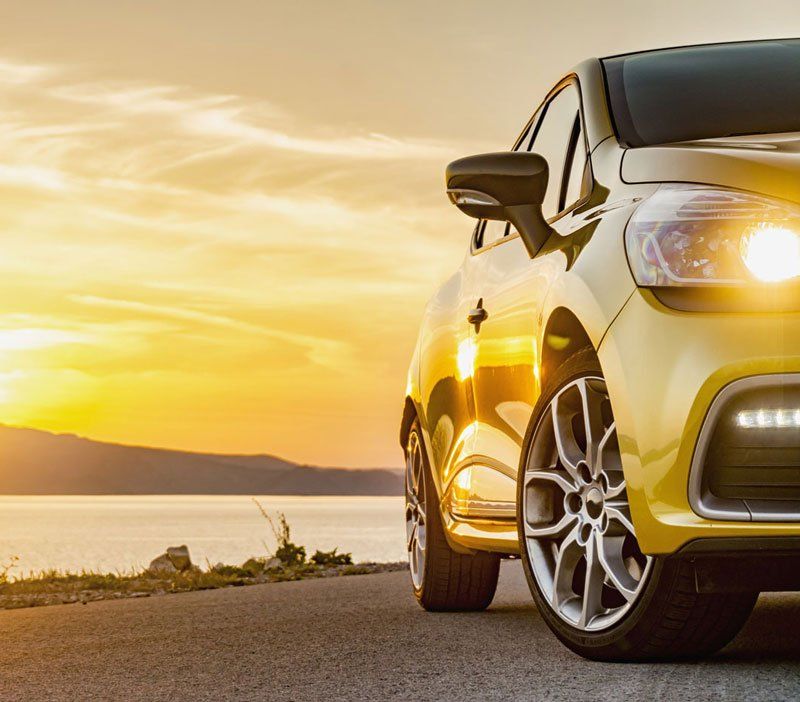 Car parked sunset