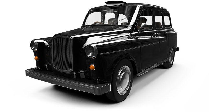 isolated black taxi on white background