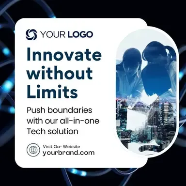 A poster that says innovate without limits push boundaries with our all-in-one tech solution