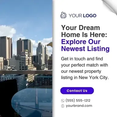 A sign that says your dream home is here explore our newest listing