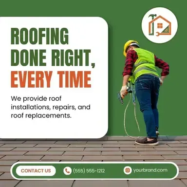 A man is working on a roof with a drill.