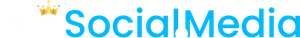 The word social media is written in blue on a white background