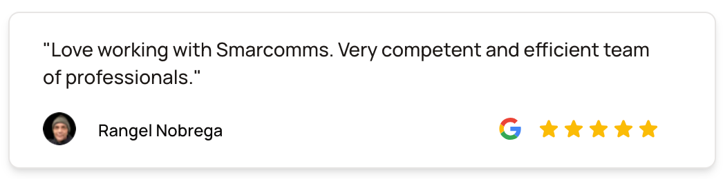A blurred image of a google review with five stars.