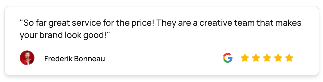 A google review for a company says that they are a creative team that makes your brand look good.