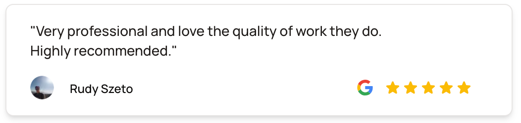 A google review of a company with five stars