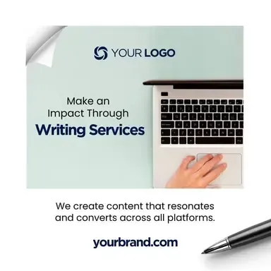 A poster that says make an impact through writing services
