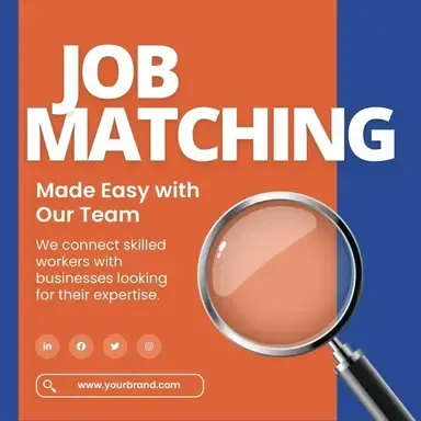 An advertisement for job matching made easy with our team