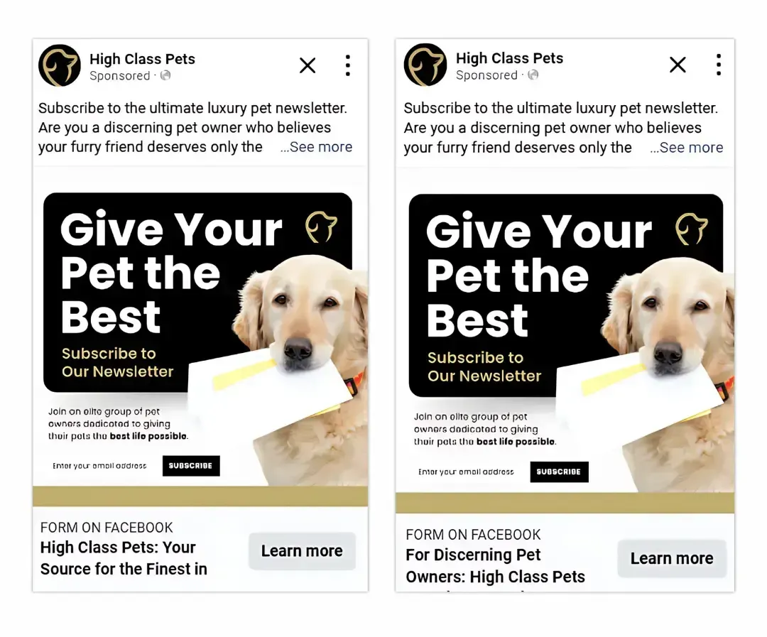 A dog is holding a piece of paper in its mouth and says `` give your pet the best ''.