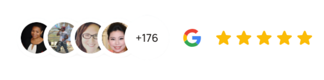 A group of people are standing next to each other and a google logo.
