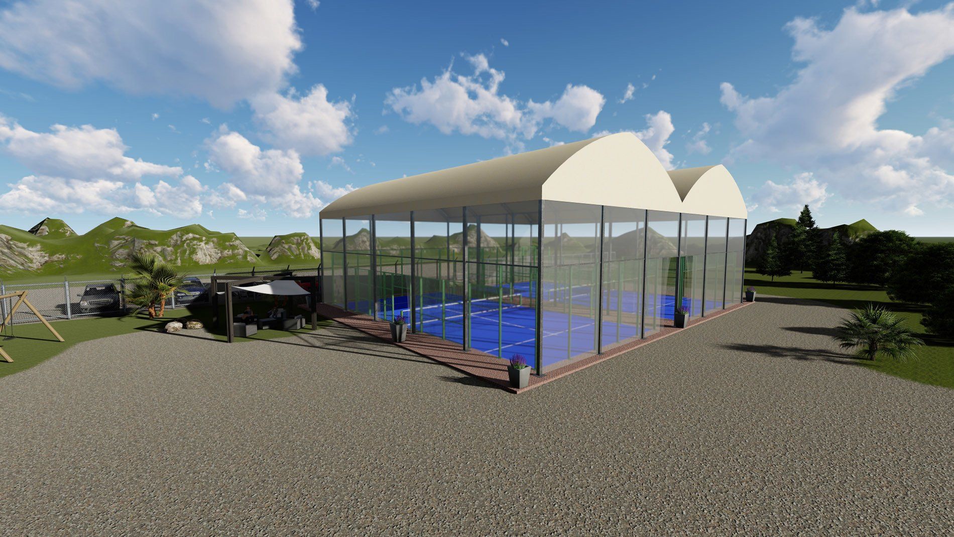 Rendering campo da padel