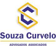 Logo da Souza Curvelo Advogados Associados em azul e dourado