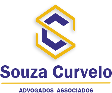 Logo da Souza Curvelo Advogados Associados em azul e dourado