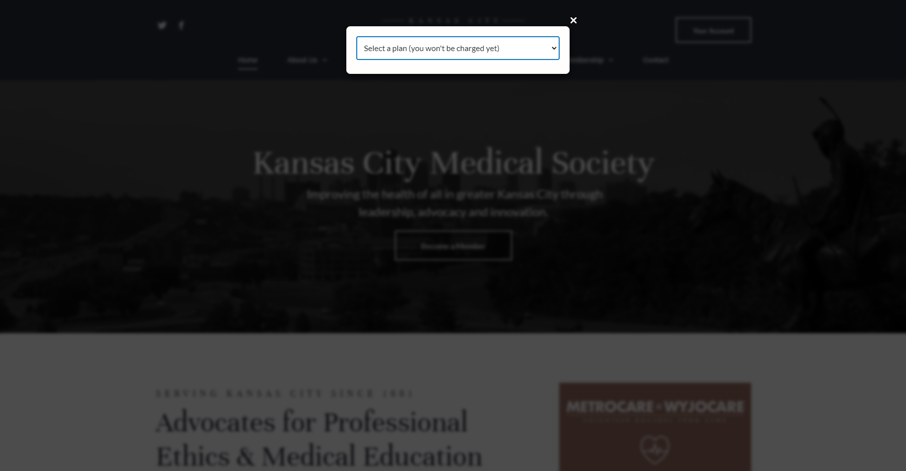 A screenshot of the kansas city medical society website