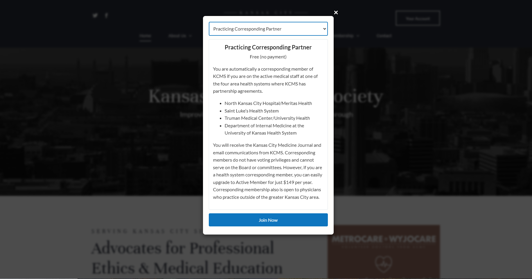 A screen shot of a website that says advocates for professional ethics and medical education