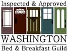 A logo for the washington bed and breakfast guild.