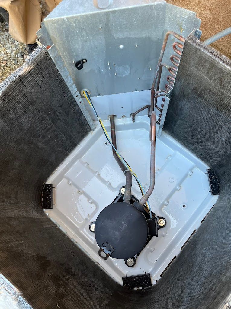 A picture of the inside of an air conditioner.