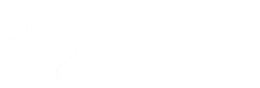 A white icon of the state of Texas with the letters 