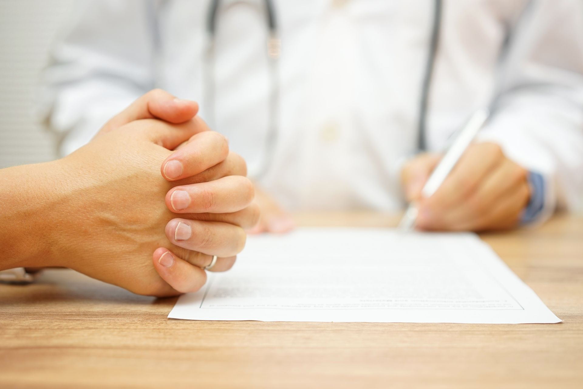 Close-up of a doctor's hands.