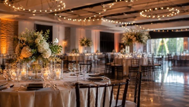 Elegant event center near San Juan, TX featuring a beautifully decorated reception hall